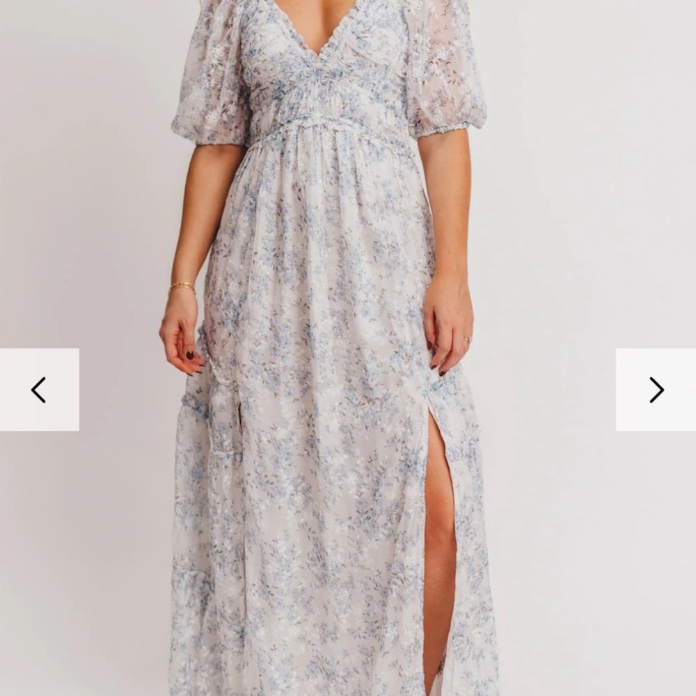 Daphne High Slit Eyelit Maxi Dress